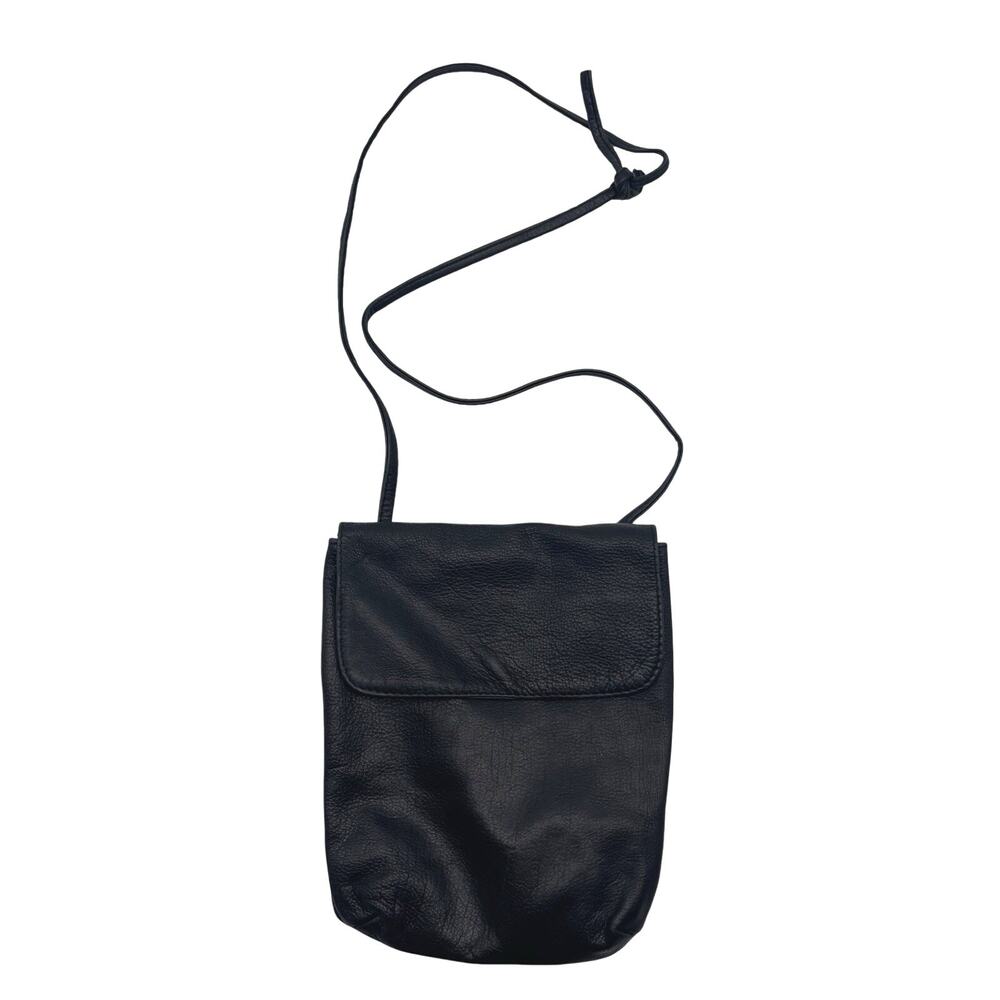 Vintage 90s Y2K Black Pebble Genuine Leather Small Shoulder Bag Purse 7.5x9"